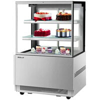 Turbo Air TBP36-54FN-S 35 3/8" Square Glass Three-Tier Stainless Steel Refrigerated Bakery Display Case with Lift-Up Front Glass
