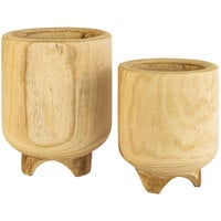 Kalalou 2-Piece Hand-Carved Wooden Planter Set