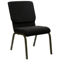 Flash Furniture XU-CH-60096-BK-GG Black Dot Patterned 18 1/2 inch Wide Church Chair with Gold Vein Frame