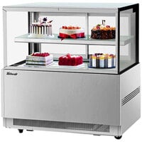 Turbo Air TBP48-46FN-S 47 1/4" Square Glass Two-Tier Stainless Steel Refrigerated Bakery Display Case with Lift-Up Front Glass