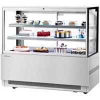 Turbo Air TBP60-54FN-S 59" Square Glass Three-Tier Stainless Steel Refrigerated Bakery Display Case with Lift-Up Front Glass