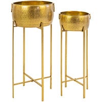 Kalalou 2-Piece Brass Metal Planter Set with Stands