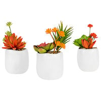 Kalalou 3-Piece Artificial Succulent Set in White Ceramic Pots