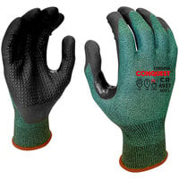 Cordova Conquest Green HPPG Gloves with Black Microfoam Nitrile Palm Coating and Nitrile Dots - Pair