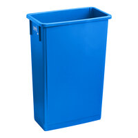 Lavex Janitorial 23 Gallon Dark Blue Slim Rectangular Trash Can