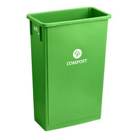 Lavex Janitorial 23 Gallon Lime Green Slim Rectangular Compost Receptacle
