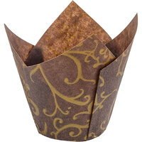 Novacart Brown and Gold Tulip Baking Cup 2" x 4" - 2000/Case