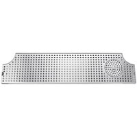 Micro Matic DP-MET-T-40GR-Z 8 1/2" x 40" Stainless Steel Surface Mount Drip Tray with Drain and Glass Rinser