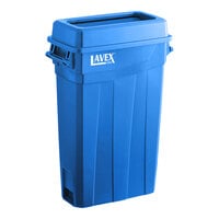 Lavex Pro 23 Gallon Blue Slim Rectangular Trash Can with Blue Drop Shot Lid