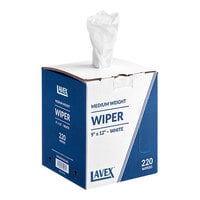 Lavex 9" x 12" White Medium Weight Industrial Wiper with Center Pull Pop-Up Box - 220/Box