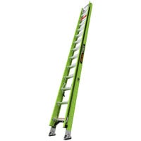 Little Giant HyperLite 28' Type 1AA Green Fiberglass Extension Ladder with Cable Hooks, Claw, and Pole Strap 17528 - 375 lb. Capacity