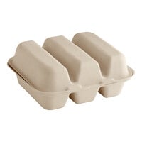 World Centric No PFAS Added 3-Compartment Compostable Fiber Taco Clamshell 8" x 7" x 3" - 300/Case