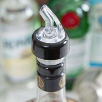 .625 oz. Clear Spout / Black Tail Measured Liquor Pourer with Collar   - 12/Pack
