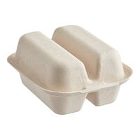 World Centric No PFAS Added 2-Compartment Compostable Fiber Taco Clamshell 8" x 5" x 3" - 300/Case