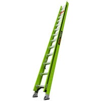 Little Giant HyperLite 28' Type 1A Green Fiberglass Extension Ladder with Cable Hooks, Claw, and Pole Strap 18328 - 300 lb. Capacity