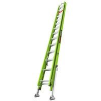 Little Giant HyperLite Type 1AA Green Fiberglass Extension Ladder with Cable Hooks, Claw, V-Bar, and Auto-Levelers - 375 lb. Capacity