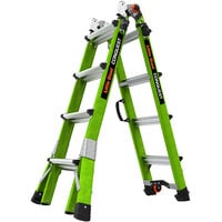 Little Giant Conquest 2.0 9' - 15' Type 1A Green Fiberglass Articulated Extendable Ladder 17117-001 - 300 lb. Capacity