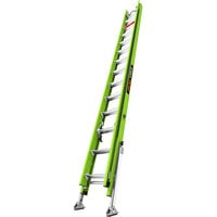Little Giant HyperLite 28' Type 1AA Green Fiberglass Extension Ladder with Cable Hooks, V-Rung, and Auto-Levelers 17928-087 - 375 lb. Capacity