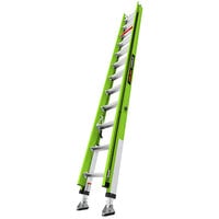 Little Giant HyperLite Type 1AA Green Fiberglass Extension Ladder with Adjustable Pole Strap and Ratchet Levelers - 375 lb. Capacity