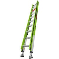 Little Giant HyperLite Type 1AA Green Fiberglass Extension Ladder with V-Rung and Ratchet Levelers - 375 lb. Capacity