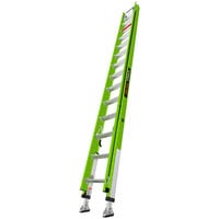 Little Giant HyperLite 28' Type 1AA Green Fiberglass Extension Ladder with Cable Hooks, Claw, Pole Strap, and Ratchet Levelers 17528-264 - 375 lb. Capacity