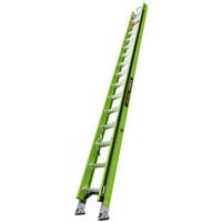 Little Giant HyperLite 32' Type 1AA Green Fiberglass Extension Ladder with Cable Hooks, Claw, and V-Bar 17532V - 375 lb. Capacity