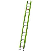 Little Giant HyperLite 28' Type 1AA Certified Restock Green Fiberglass Extension Ladder with Cable Hooks and V-Rung 17928-249CR - 375 lb. Capacity
