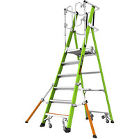 Little Giant 6' Type 1AA Green Fiberglass Safety Cage with Adjustable Outriggers and Wheels 19706-146 - 375 lb. Capacity