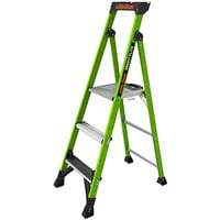 Little Giant MightyLite 5' Type 1AA Green Fiberglass Step Ladder 15405-001 - 375 lb. Capacity