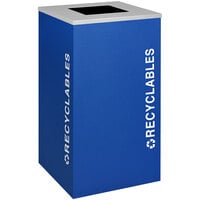Ex-Cell Kaiser Kaleidoscope Collection RC-KDSQ-R TR-RYX 24 Gallon Royal Blue Texture Square Indoor Recycling Receptacle