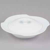 CAC COL-120 Fashion 30 oz. Bright White Porcelain Pasta Serving Bowl with Lid - 8/Case