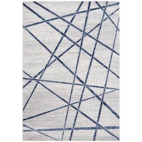 Abani Atlas Collection Blue / Gray Contemporary Criss Cross Lines Area Rug