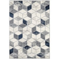 Abani Arto Collection Neutral Gray Contemporary Geometric Cubes Area Rug