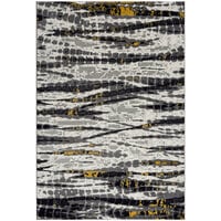 Abani Arto Collection Yellow / Gray Distressed Contemporary Area Rug