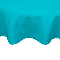 Intedge 83" Round Teal Seamed 65/35 Poly/Cotton Blend Hemmed Cloth Table Cover