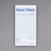 Choice 1 Part Green and White Guest Check with Bottom Guest Receipt - 50/Case