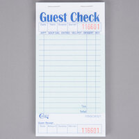 Choice 1 Part Green and White Guest Check with Bottom Guest Receipt   - 50/Case
