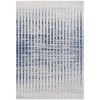 Abani Atlas Collection Blue / Gray Contemporary Vertical Lines Area Rug