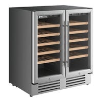 AvaValley WBRC-32-DZ Dual Section Dual Temperature Full Glass Door Commercial Wine Cooler