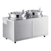 Carnival King RWLL35DBL Double 3.5 Qt. Warmer with Inset Pots, Lids, and Ladles - 120V, 1100W