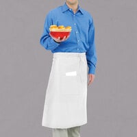 Chef Revival White Poly-Cotton Customizable Bistro Apron with 1 Pocket - 30 inch x 33 inch