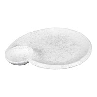 Elite Global Solutions Hermosa 9 1/2" Round Gray Marble Embossed Melamine Chip and Dip Plate - 6/Case