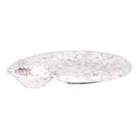 Elite Global Solutions Hermosa 9 1/2" Round Brown Marble Embossed Melamine Chip and Dip Plate - 6/Case