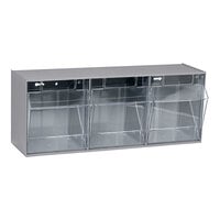 Quantum 7 3/4" x 23 5/8" x 9 1/2" Gray Tip-Out Storage System with (3) Compartment Bins QTB303GY