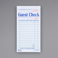 Choice 1 Part Green and White Guest Check with Top Guest Receipt   - 50/Case