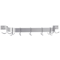 Advance Tabco GW1-48 53 inch Powder Coated Steel Wall Mounted Single Line Pot Rack with 6 Double Prong Hooks