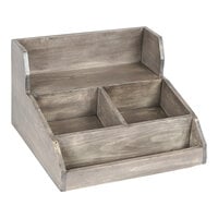 Cal-Mil Aspen Gray-Washed Pine Wood Condiment Organizer - 15 1/4" x 14" x 9 1/2"