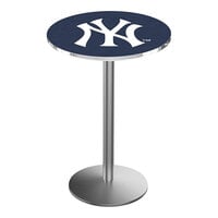 Holland Bar Stool 30" Round New York Yankees Counter Height Pub Table with Stainless Steel Round Base