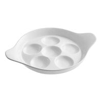 Acopa 8 1/2" Bright White Porcelain Snail / Escargot Dish - 6/Case