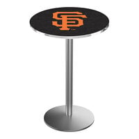 Holland Bar Stool 30" Round San Francisco Giants Counter Height Pub Table with Stainless Steel Round Base